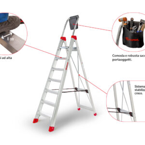 FARAONE - Scala alluminio a forbice 4 gradini LADY4