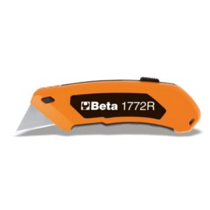BETA TOOLS - Coltello multiuso con lama trapezoidale retrattile, fornito con 5 lame