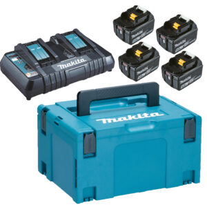 MAKITA - Caricabatterie doppio LXT® da 18V e quattro batterie da 5,0 Ah in valigetta Makpac
