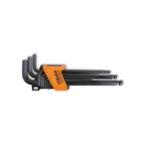 BETA TOOLS - Serie di chiavi maschio esagonale piegate con estremità sferica, brunite, con supporto in plastica - 9 PEZZI