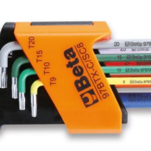 BETA TOOLS - Set di 8 chiavi a bussola sferiche colorate con offset, per viti con testa Torx®