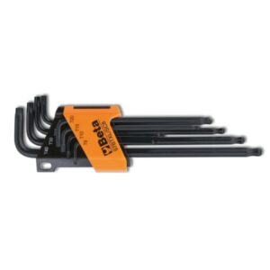 BETA TOOLS - Set di 8 chiavi a bussola sferiche angolate, modello lungo, per viti con testa Torx®