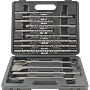 KRINO - ASSORTIMENTO IN VALIGIA DI PUNTE SDS+ K8 E SCALPELLI SDS - 13 PEZZI