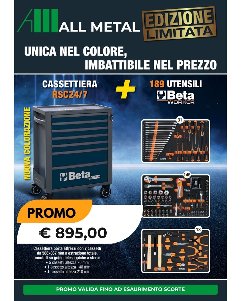 BETA TOOLS - CASSETTIERA RSC24/7 CON ASSORTIMENTO 189 UTENSILI - EDIZIONE LIMITATA - Blu - immagine 2