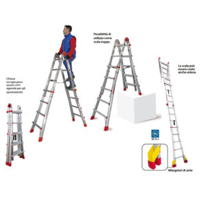 FARAONE - Scala telescopica professionale in alluminio SUPER TELES T6S 12 gradini