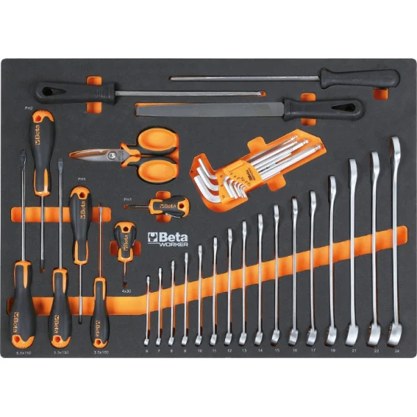 BETA TOOLS - Cassettiera mobile con 6 cassetti e assortimento di 196 utensili universali - immagine 2