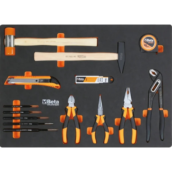 BETA TOOLS - Cassettiera mobile con 6 cassetti e assortimento di 196 utensili universali - immagine 3
