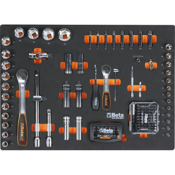BETA TOOLS - Cassettiera mobile con 6 cassetti e assortimento di 196 utensili universali - immagine 4