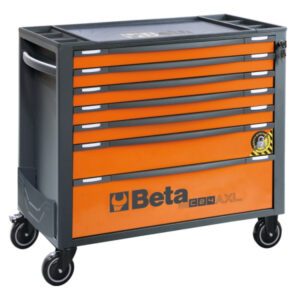 BETA TOOLS - Cassettiera porta attrezzi 7 cassetti, con sistema antiribaltamento, modello lungo - ARANCIONE
