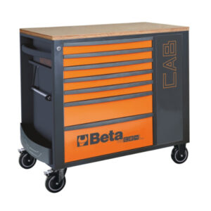 BETA TOOLS -  Cassettiera porta attrezzi con 7 cassetti e armadietto portaoggetti - Arancione