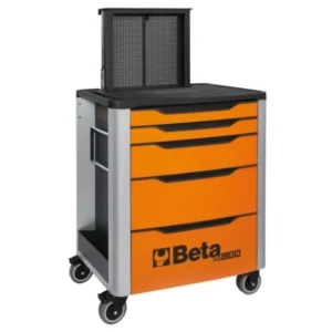 BETA TOOLS - Cassettiera mobile porta attrezzi con 5 cassetti - pannello portautensili “In&Out” Orange - RSC39/5